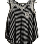 American Rag Black and White Asymmetrical Sleeveless Tank Top Photo 0