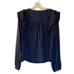 Marine layer NWOT Rory Longsleeve Ruffle Blouse in Blue Cheetah Photo 8