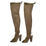 Liliana Thigh High Lace Faux Suede Brown Boots Size 8 Boho Modern Streetwear Photo 1