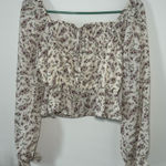 Paper Crane  Women’s Smocked Long Sleeve Floral Boho Crop Top Size Small‎ Photo 0