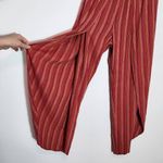 Drew  Red and Pink Stripe Linen Boho Strapless Jumpsuit with Slit Legs Size Small Photo 5