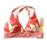 Anne cole  Coastal Palm Printed Banded Cross-Back Bikini Top Floral Orange M Photo 1