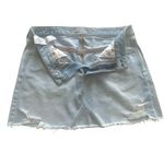 American Eagle Outfitters Denim Mini Skirt Light Blue Distressed Raw Hem Size 6 Photo 3