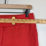 Outback Red 100% Linen Pants Women's 6 Orange Nautical Button Wide Leg Trousers Photo 5