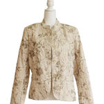 Erin London Blazer Jacket Cream Ivory Gold Floral Lightweight Jacket Medium Tan Photo 0