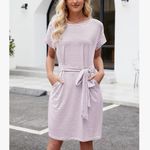 NWT Small Women's Summer Striped Short Sleeve TShirt Dress White Photo 2