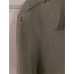 Units Women's Medium Green 100% Linen Long Sleeve Button Up Shirt Top Photo 2