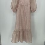 Anthropologie  Soft Pale Pink Textured Puff Sleeve Baby Doll Midi Dress size XS Photo 3