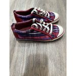 Coach  Barrett Plaid Red &‎ Purple Patent Leather Sneaker Women's Size 7.5 Photo 3