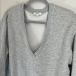AGOLDE  Gray V Neck Sweatshirt Balloon Sleeves Pullover Size Small Photo 3