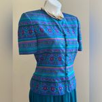 Adrianna Papell Safe Silk Blue,Pink,Purple,Yellow Satin Skirt Set 100% Silk Sz 6 Photo 4