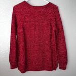 Studio Works  Red Cotton Cable Knit Sweater, V-neck, Size Large Photo 1