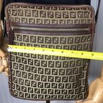 Fendi Zucca Canvas Leather Olive Green Brown Crossbody Messenger Shoulder Bag Photo 6
