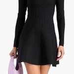 STAUD  Deora stretch ribbed Knit Mini Dress black lbd long sleeve size XS Photo 0