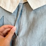 Reformation ‎ | Hailey 100% Linen Low Rise Mini Skirt in Mineral Blue Photo 5