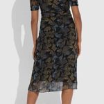 Coach  Printed Long Chiffon V Neck Dress Silk Midi Short Sleeve Womens 0 Party Photo 1