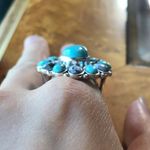 Real White Buffalo Blue Turquoise Sterling Silver Cocktail Ring Size 9 Photo 2