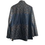 LOGO Lavish Women Shacket XL Patchwork Mix Media Front Snap Jacket Boho Western Blue Photo 2