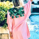 Judith March pink green Palm Springs tassel fringe kimono size small Photo 0