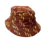 Aerie  Jacquard Reversible Bucket Hat - Cotton Yellow/Pink/Brown Adjustable Cap Photo 2