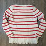 Talbots Striped Pullover Sweater Womens Petite Large Cream Coral Stripes Preppy Photo 6