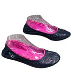 Ballasox Portable Ballet Flats Womens 8 Navy Blue Soft Leather Foldable Shoes Photo 3