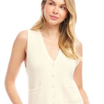 Karen Kane  Cream Knit ribbed Vest. Size Medium. NWT. Photo 0