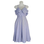 Lulus Yacht Rock Blue & White Striped Off-the-Shoulder Midi Dress Women's Small Photo 1