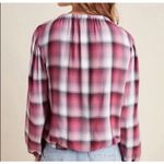 Anthropologie Cloth & Stone Glacier Plaid Long Sleeve Blouse Pink Women’s Medium Photo 14
