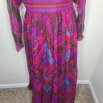 Vtg 60s Mollie Parnis Boutique New York Silk Paisley Chiffon Pleated Maxi Dress Purple Size undefined Photo 2