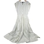 J.Crew  White Tiered Drop-waist Midi Dress Elastic Waist Drawstring Zip Front L Photo 0