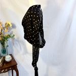 Lovers + Friends  Black Gold Metallic Polka Dot Sheer Whisper Top Sz S💚 Photo 7