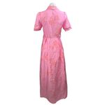 Women's Floral Jacquard Short Sleeve Button Up A Line Maxi Shirt Dress Size S Pink Photo 1