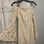 White Over Shoulder Bell Sleeve Dress Photo 0