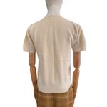 American Vintage Vintage cream cable short sleeved sweater shoulder button closing size medium Photo 2