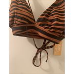 Kona Sol Womens Zebra Print Cross Tie Back Bikini Top Brown Black  Size Small Photo 9