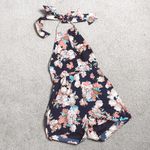 fab'rik  floral print navy blue halter romper Photo 1