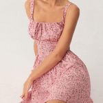 Rihoas Pink Floral Ruched Corset Slip Mini Dress Photo 2