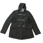 Theory Toggle Duffle Coat Wool Gray Black Plaid Interior Size P Small Photo 0