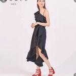 Sandro NWT  Lover black ruffle asymmetric dress Photo 2