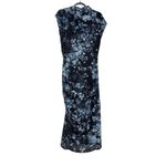 Anthropologie Maya Blue Floral Print Ruched Mesh Cowl Neck Midi Dress Photo 3