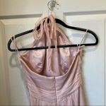 AMSALE Blush Pink Halter Mini Dress Bridesmaid Rose Detail Size 8 G577C Photo 3