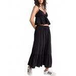 Abound  Cotton Gauze Tiered Maxi Skirt NWT Black Small Photo 6