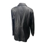 JLC 100% Leather Women's Black Button Down Collar Long Sleeve Coat Jacket Size M Blue Size M Photo 1