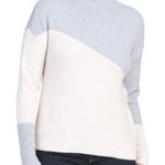 Chloe & Jasmine Ivory Mockneck Gray Colorblock Ribbed Sweater Size 2X Photo 0