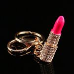 New Lipstick Makeup Keyring Rhinestone Purse Bag Charm Photo 1