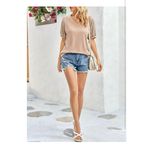 Womens Sequin‎ Short Sleeve T Shirts V Neck Tunic Top Pink NWT Large Photo 1