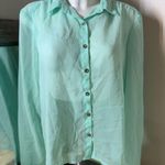 Charlotte Russe Green Button Down Shirt Relaxed Fit Photo 4