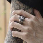 925 Silver Plated Adjustable Horse Ring for Men Women,Animal Ring,Punk Hip Hop Photo 1