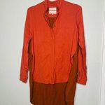 ROKSANDA Burnt Orange Two Tone Colorblock Button Down Wool Blend Shirtdress10 Size 10 Photo 0